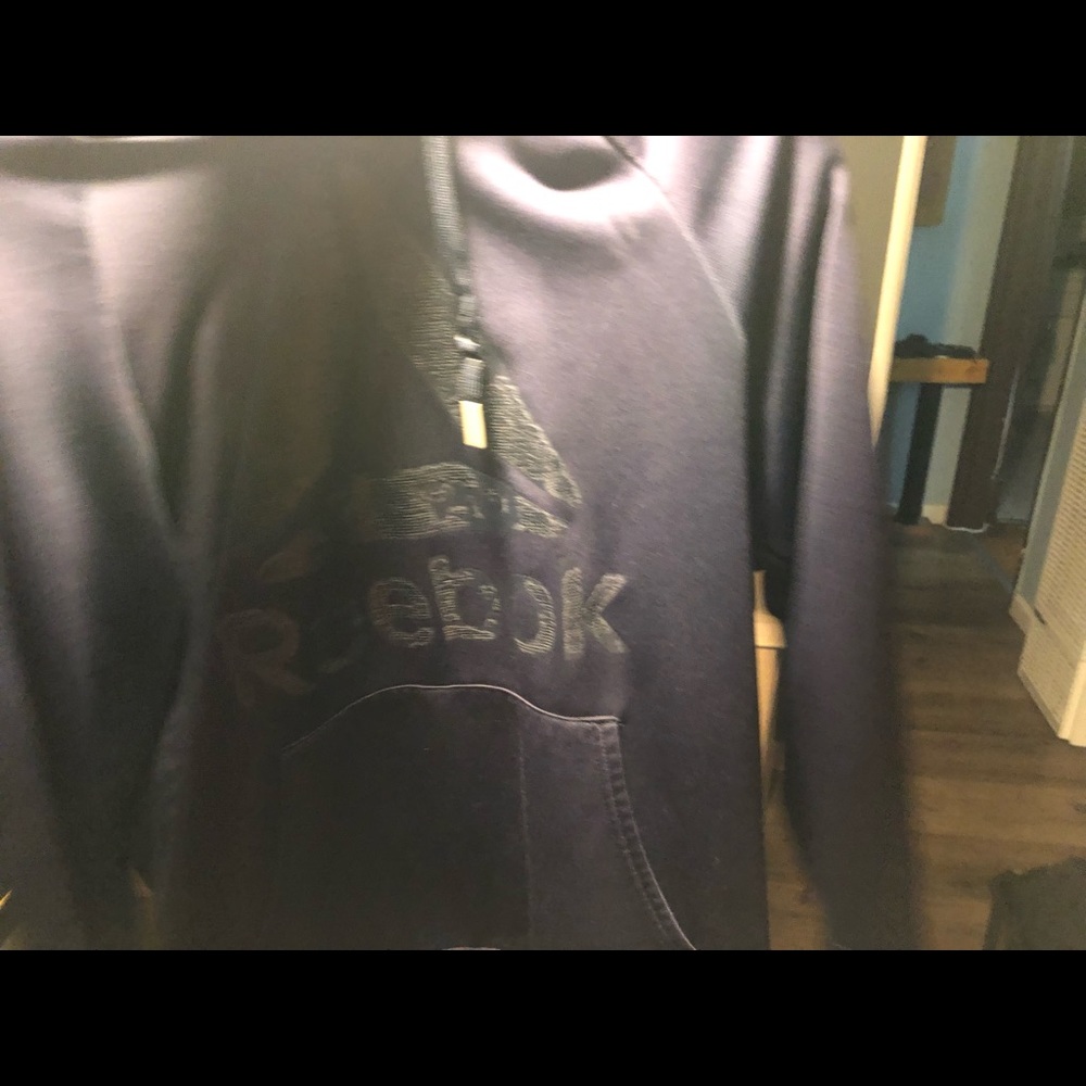 Reebok dark blue pullover sweater with hood